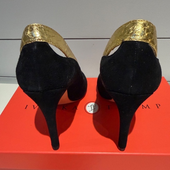Ivanka Trump Ladies Heels Shoes 6.5 M Suede and Gold - Picture 10 of 12